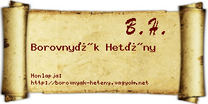 Borovnyák Hetény névjegykártya
